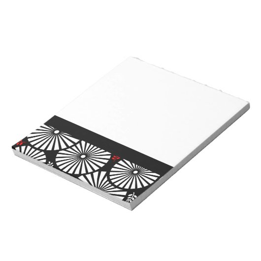 Retro-Schwarz-weiße Blume-Notebook Notizblock (Rotiert)