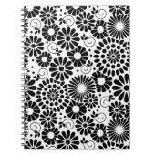 Retro-Schwarz-weiße Blume-Notebook Notizblock (Vorderseite)