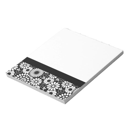 Retro-Schwarz-weiße Blume-Notebook Notizblock (Rotiert)