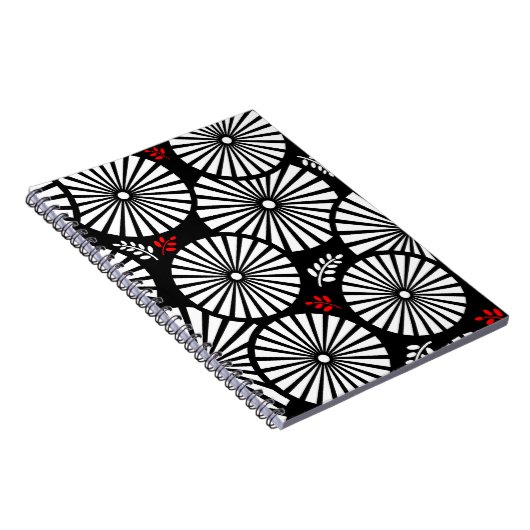 Retro-Schwarz-weiße Blume-Notebook Notizblock (Rechte Seite)