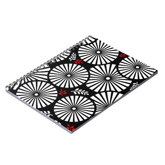 Retro-Schwarz-weiße Blume-Notebook Notizblock (Linke Seite)