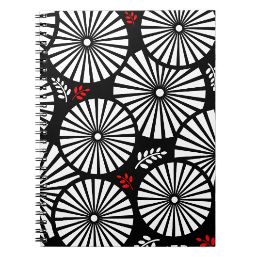 Retro-Schwarz-weiße Blume-Notebook Notizblock (Vorderseite)