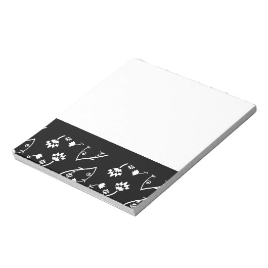 Retro-Schwarz-weiße Blume-Notebook Notizblock (Rotiert)