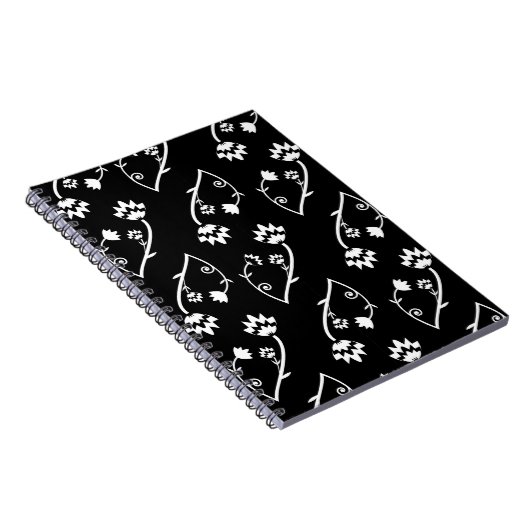 Retro-Schwarz-weiße Blume-Notebook Notizblock (Rechte Seite)