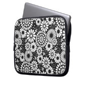 Retro Schwarz-weiße Blume Notebook-Sieb Laptopschutzhülle (Vorderseite Links)