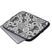 Retro Schwarz-weiße Blume Notebook-Sieb Laptopschutzhülle (Vorne Knopf)