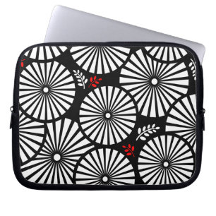 Retro Schwarz-weiße Blume Notebook-Sieb Laptopschutzhülle