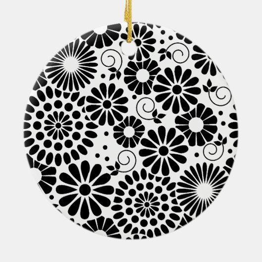 Retro Schwarz-weiße Blume Ornament (Hinten)