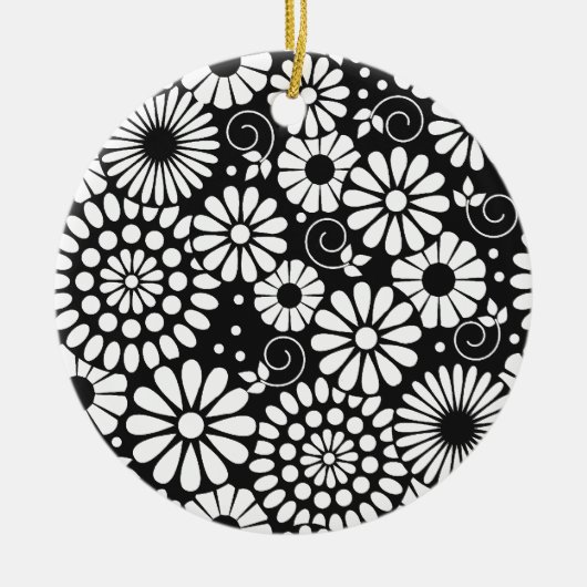 Retro Schwarz-weiße Blume Ornament (Vorne)