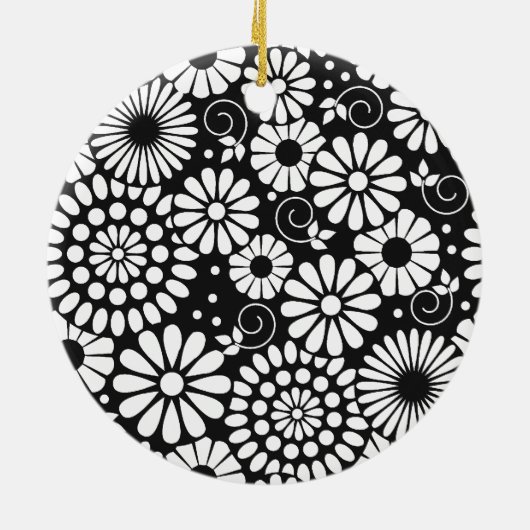Retro Schwarz-weiße Blume Ornament (Hinten)