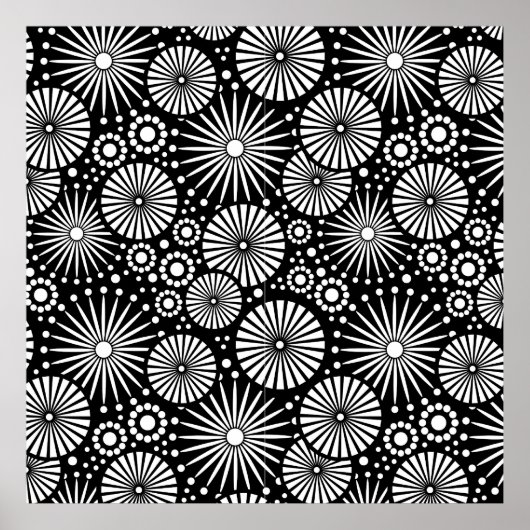 Retro Schwarz-weiße Blume Poster (Vorne)