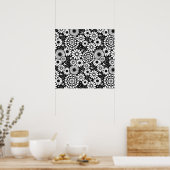 Retro Schwarz-weiße Blume Poster (Küche)