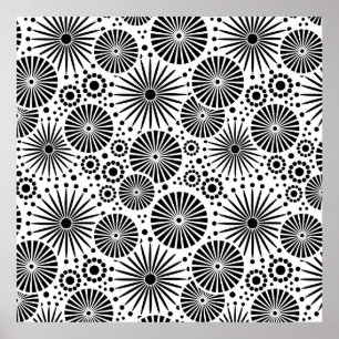 Retro Schwarz-weiße Blume Poster