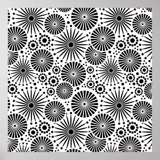 Retro Schwarz-weiße Blume Poster (Vorne)