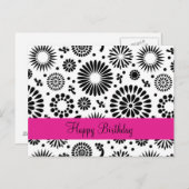 Retro Schwarz-weiße Blume Postkarte (Vorne/Hinten)