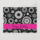 Retro Schwarz-weiße Blume Postkarte (Vorderseite)