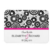 Retro Schwarz-weiße Blume "Save the Date" Magnet (Horizontal)