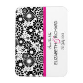 Retro Schwarz-weiße Blume "Save the Date" Magnet (Vertikal)