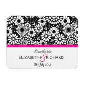 Retro Schwarz-weiße Blume "Save the Date" Magnet (Horizontal)