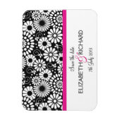 Retro Schwarz-weiße Blume "Save the Date" Magnet (Vertikal)