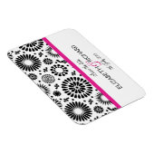 Retro Schwarz-weiße Blume "Save the Date" Magnet (Rechte Seite)