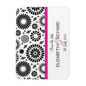 Retro Schwarz-weiße Blume "Save the Date" Magnet (Vertikal)