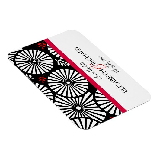 Retro Schwarz-weiße Blume "Save the Date" Magnet (Rechte Seite)