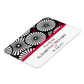 Retro Schwarz-weiße Blume "Save the Date" Magnet (Linke Seite)