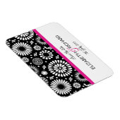 Retro Schwarz-weiße Blume "Save the Date" Magnet (Rechte Seite)