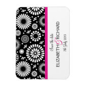 Retro Schwarz-weiße Blume "Save the Date" Magnet (Vertikal)