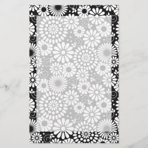 Retro Schwarz-weiße Blume Stationierung Briefpapier