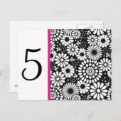 Retro Schwarz-weiße Blume Tischnummer Postkarte (Vorne/Hinten)