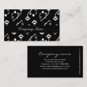 Retro-Schwarz-weiße Blume-Visitenkarte Visitenkarte (Vorne/Hinten)