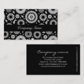 Retro-Schwarz-weiße Blume-Visitenkarte Visitenkarte (Vorne/Hinten)