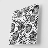 Retro-Schwarz-weiße Blume Wall Clock Quadratische Wanduhr (Winkel)