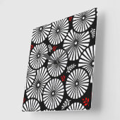 Retro-Schwarz-weiße Blume Wall Clock Quadratische Wanduhr (Winkel)