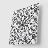 Retro-Schwarz-weiße Blume Wall Clock Quadratische Wanduhr (Winkel)