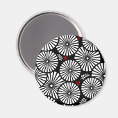 Retro schwarz weiße Blumen iPhone Magnet (Vorderseite/Rückseite)