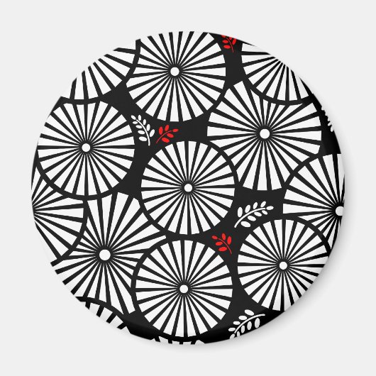Retro schwarz weiße Blumen iPhone Magnet (Vorne)