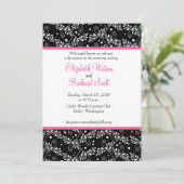 Retro Schwarz-weiße Blumenhochzeit Einladung (Stehend Vorderseite)