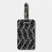 Retro-Schwarz-weiße Blumenspalte Gepäckanhänger (Rückseite vertikal)