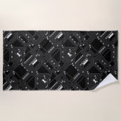 Retro-Schwarz-weiße Coole Computerplatine Strandtuch (Vorderseite)