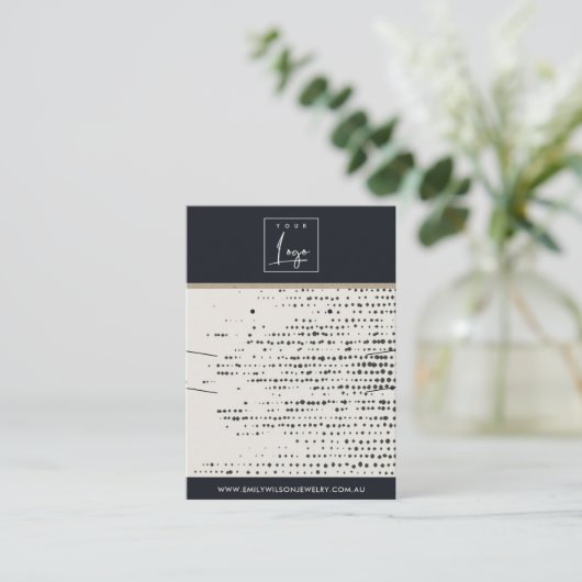 RETRO-SCHWARZ-WEISSE DOTS-ANZEIGE VISITENKARTE (Stehend Vorderseite)