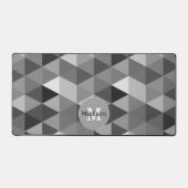 Retro-Schwarz-weiße Dreiecksmuster Monogramm Schreibtischunterlage (Vorderseite)
