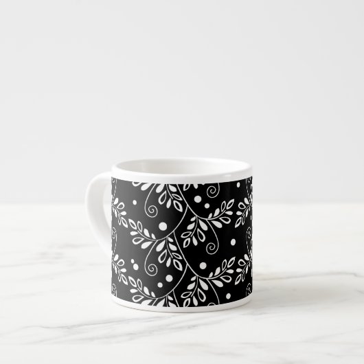 Retro Schwarz-weiße Espresso Tasse (Vorderseite Links)