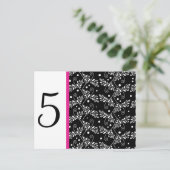 Retro Schwarz-weiße florale Tischnummer Postkarte (Stehend Vorderseite)