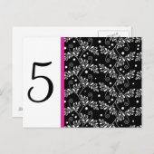 Retro Schwarz-weiße florale Tischnummer Postkarte (Vorne/Hinten)