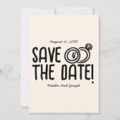 Retro Schwarz-weiße Hand gezeichnet Quirky Einziga Save The Date (Vorderseite)