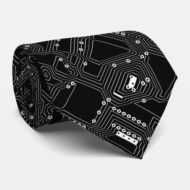 Retro-Schwarz-weiße klassische Computerplatine Krawatte (Gerollt)