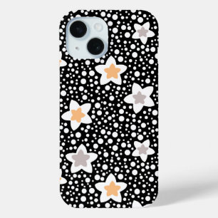 Retro schwarz-weiße Polka Punkte mit Sternen Case-Mate iPhone Hülle